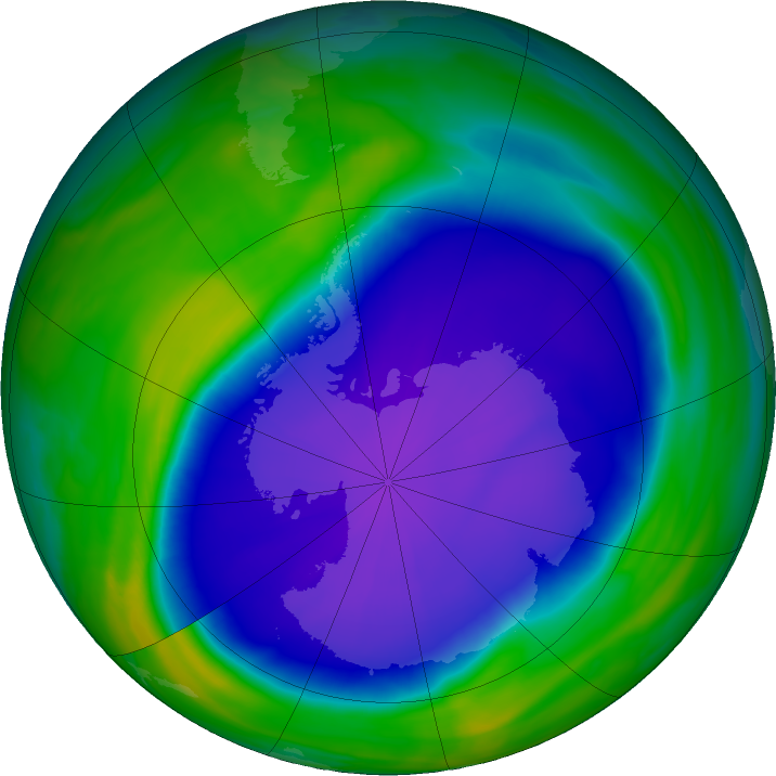 Antarctic ozone map for 05 October 2022